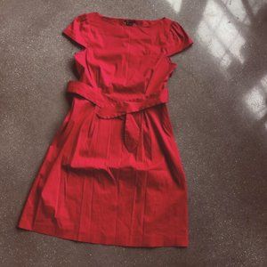 Red Cotton Nylon Spandex dress side zip